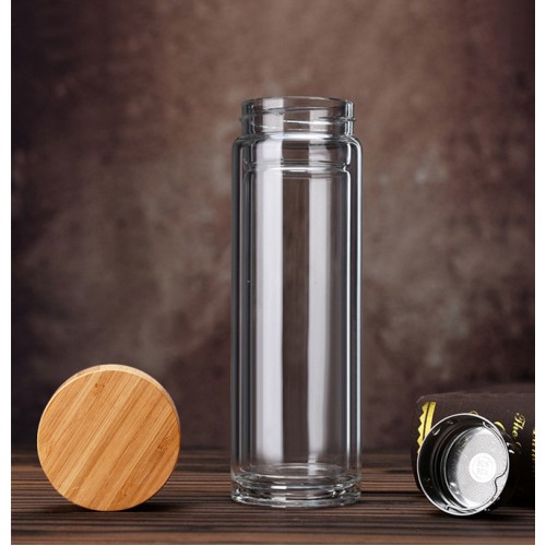 Bambu Kapaklı Cam Matara 350 ML
